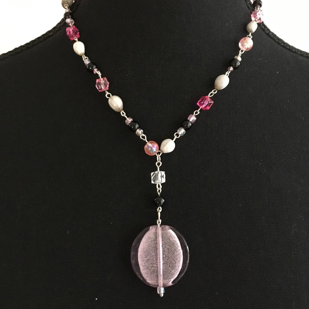 Black Pink White Necklace Pendant